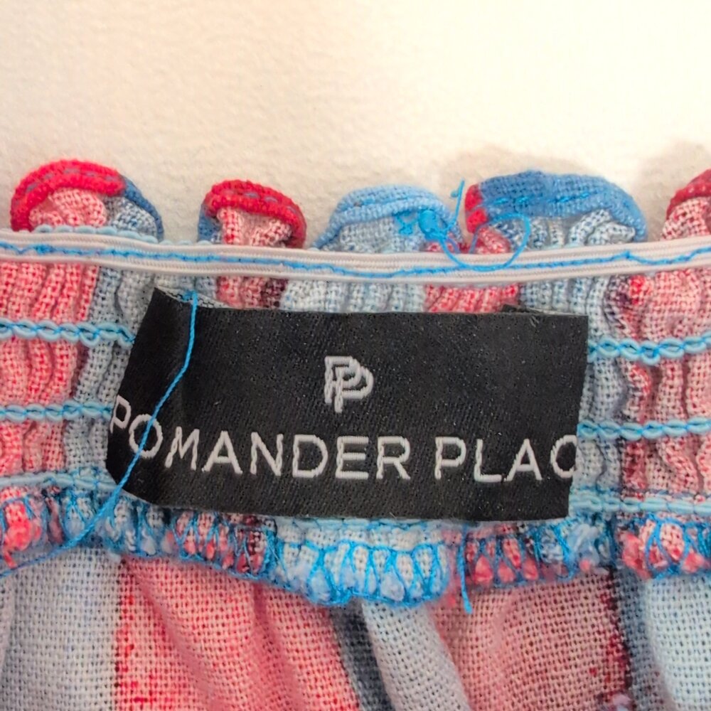 Pomander Place Red & Blue Striped Puff Sleeve Mini Dress - Picture 4 of 10